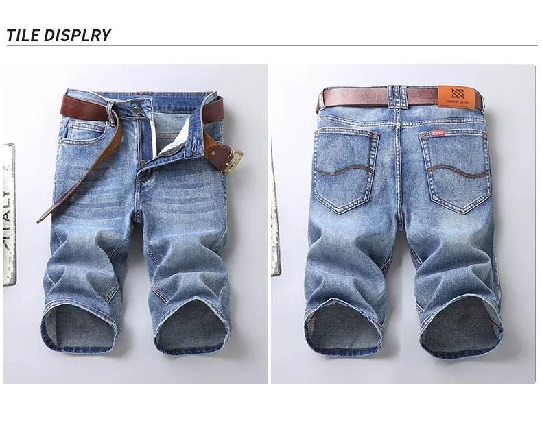 2025 Summer Brand Stretch Thin Bermuda Masculina Cotton Denim Jeans Jorts Men Knee Length Soft Ropa Hombre Shorts