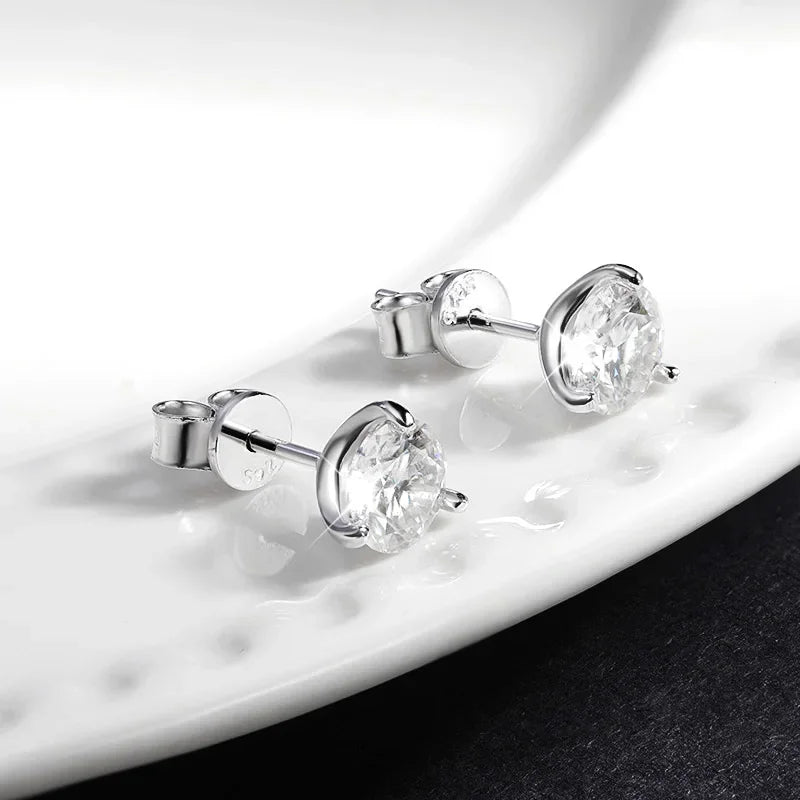 2 in 1 Full 5mm D Color Moissanite Stud Earrings for Women S925 Silver 2cttw All Diamond Earring Pierced Ear Fine Jewelry
