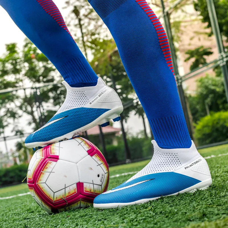 Big Size 49 48 Slip On Soccer Shoes Unisex Long Spike AG/TF Artificial Football Shoes Indoor Anti-slip Training Sport Boots