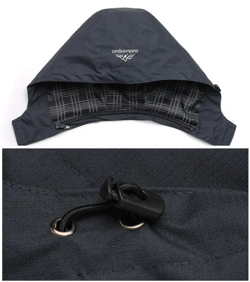 Outdoor Jacket Pants Sets Men Fleece Thermal Waterproof Windproof Hooded Jackets Hiking Military Trip Mountain Camping Clothes