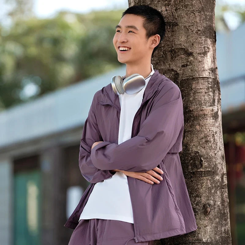 Jacket Men 2024 Summer New Coat Simple Solid Color Hooded Couple Wear Rotator Sleeve Light Sun Protective Clothing