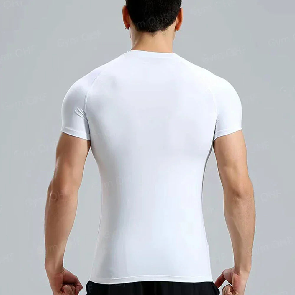 Funny Face 2 in 1 Shorts T Shirt Suits Men's Fitness Breathable Second Skin Compression Shirts Sets Gym Double Deck Shorts