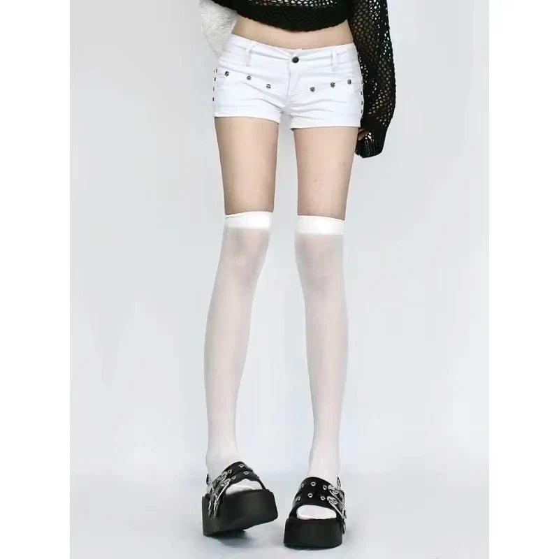 Women's Tassel Denim Shorts Streetwear Low Waist Mini Jeans Shorts 2000s Vintage Y2k Cowboy Short Pants Harajuku Clothes