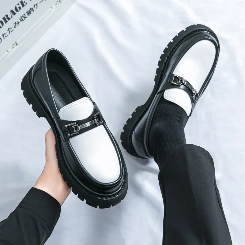 Men’s Thick-Sole Slip-On Loafers – Pointed Toe Casual & Formal Dress Shoes