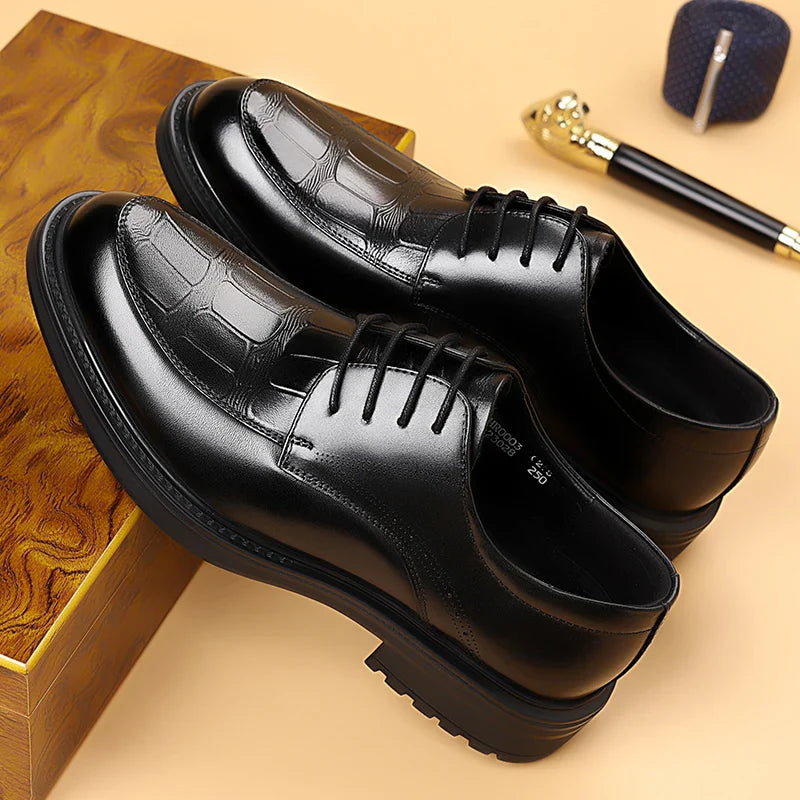 Fashion Men's Oxford Office Shoes High Quality Casual Leather Round ToeFlat Designer Business Dress Shoes Outdoor Walking Shoes