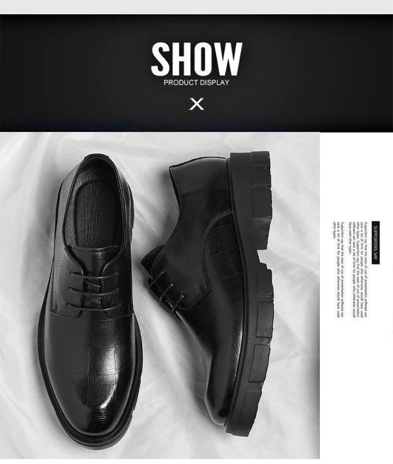 8-10cm Height Increasing Shoes for Men Platform Breathable Lift Casual Inside High Shoes Business Dress Elevator Leather Shoes
