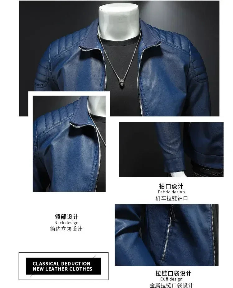 Men Leather Jacket Motorcycle Streetwear Baseball Outdoor Bomber Casual coat Men Autumn Motorcycle Windbreaker Male Outwear