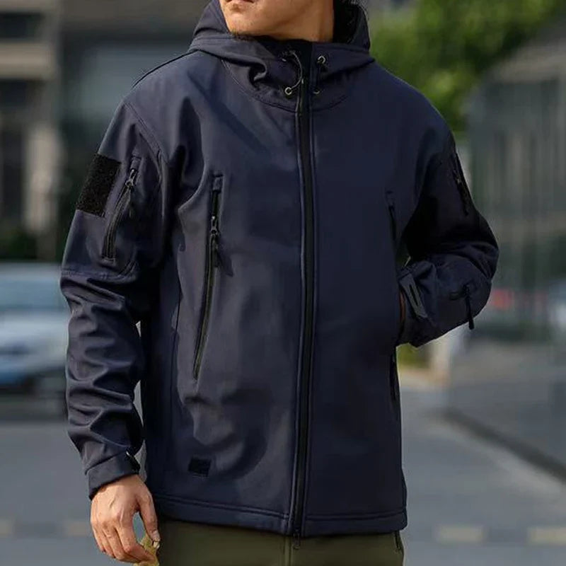 Men Military Winter Fleece Sharkskin Tactical Outdoor Jackets Camping Hiking Trekking Hunting Fishing Climbing Cargo Hoodie Coat