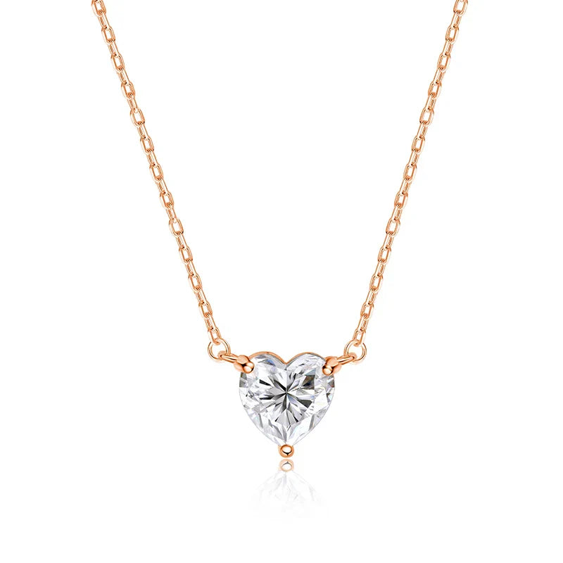 1CT 2CT 3CT Heart Cut Certified Moissanite Necklace for Women 18k Gold Plated Jewelry Sterling Silver S925 Pendant Chain