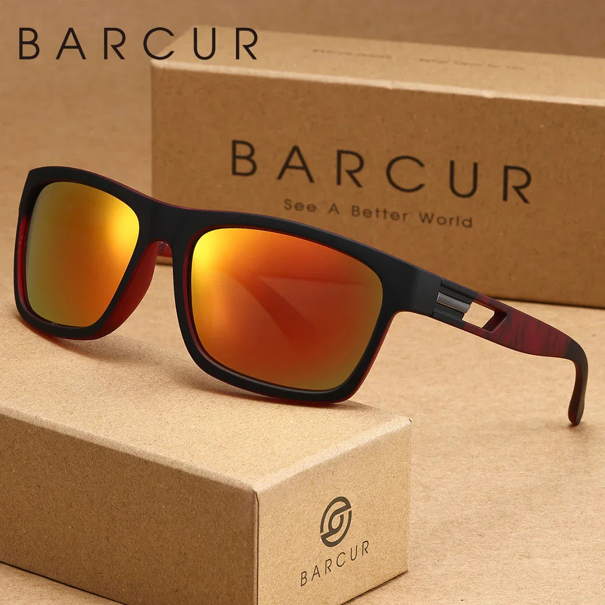BARCUR Women Box Printed Polarized Sunglasses Tourism Camping Walking Sunscreen Tourism Brand Packaging Gift Giving Men Glasses