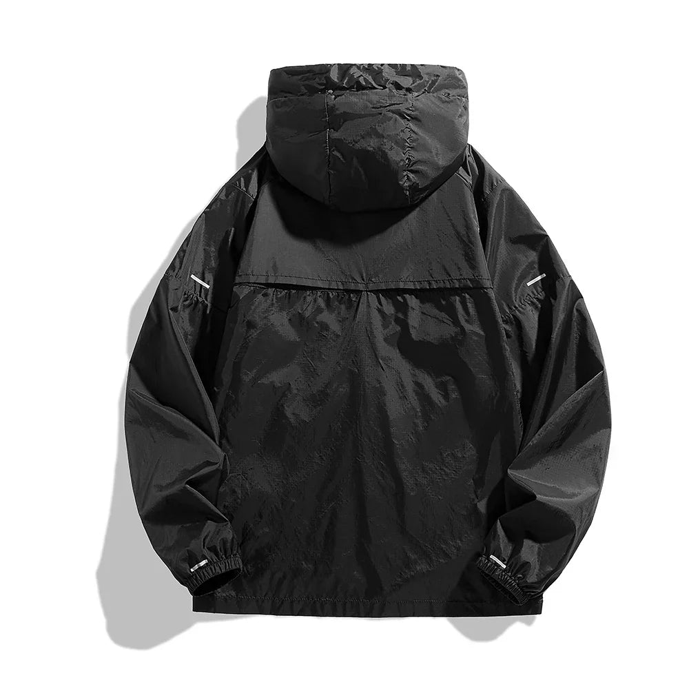 Men Outdoor Windbreaker Tactical Detachable Cap Camping Fishing Coat New plus size Casual Lightweight Jacket