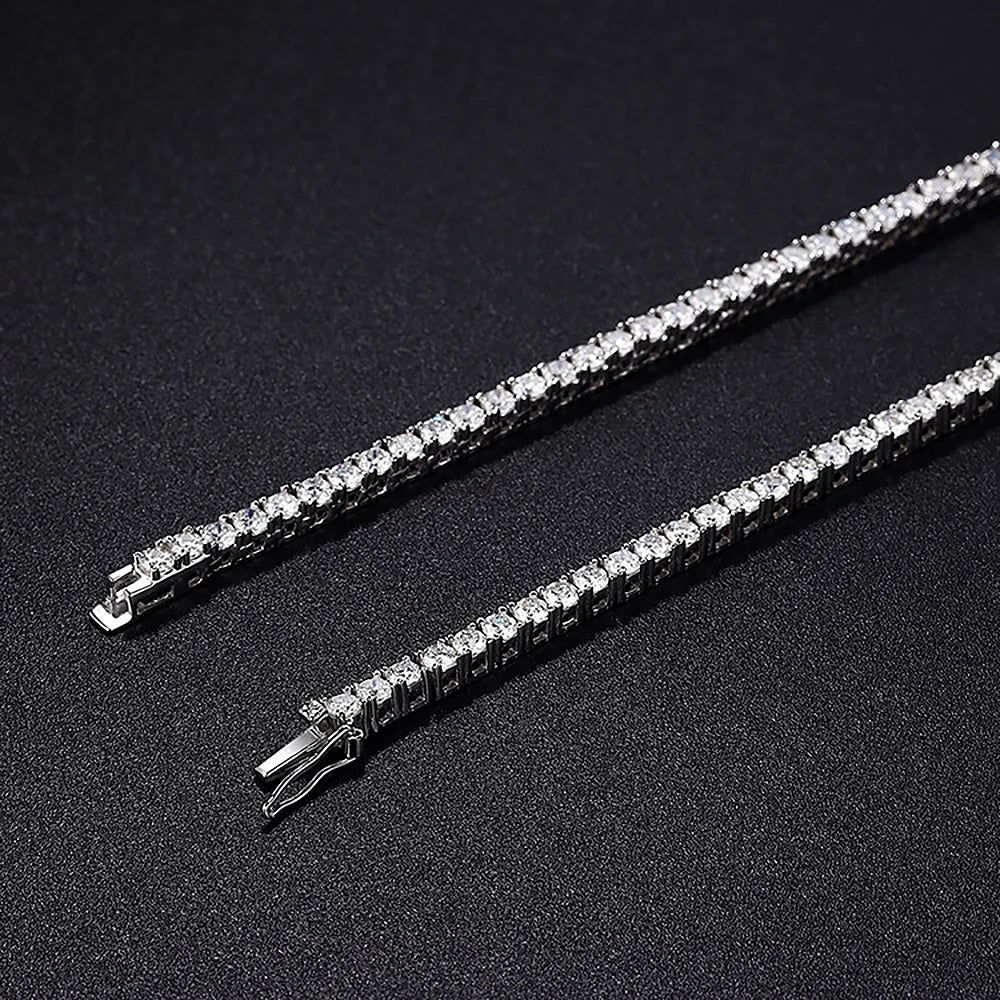 Long Tassel Full Moissanite Diamond Necklace With  Certificate S925 Sterling Silver Plated 18k Gold Tennis Necklace For Women