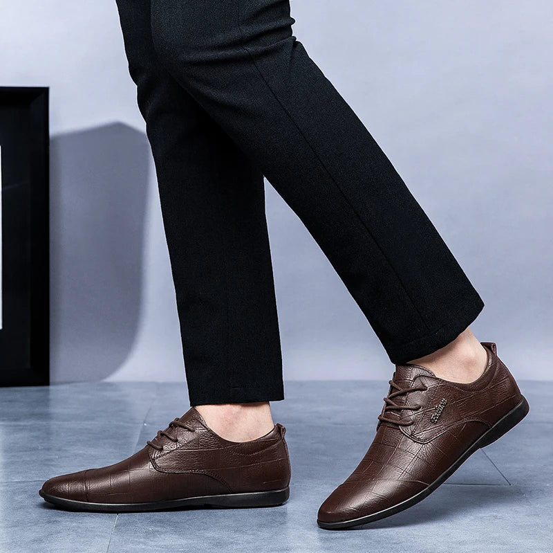 Luxury Business Oxford Genuine Leather Shoes Men Breathable Formal Dress Shoes Male Office Wedding Flats Footwear Evening Dress