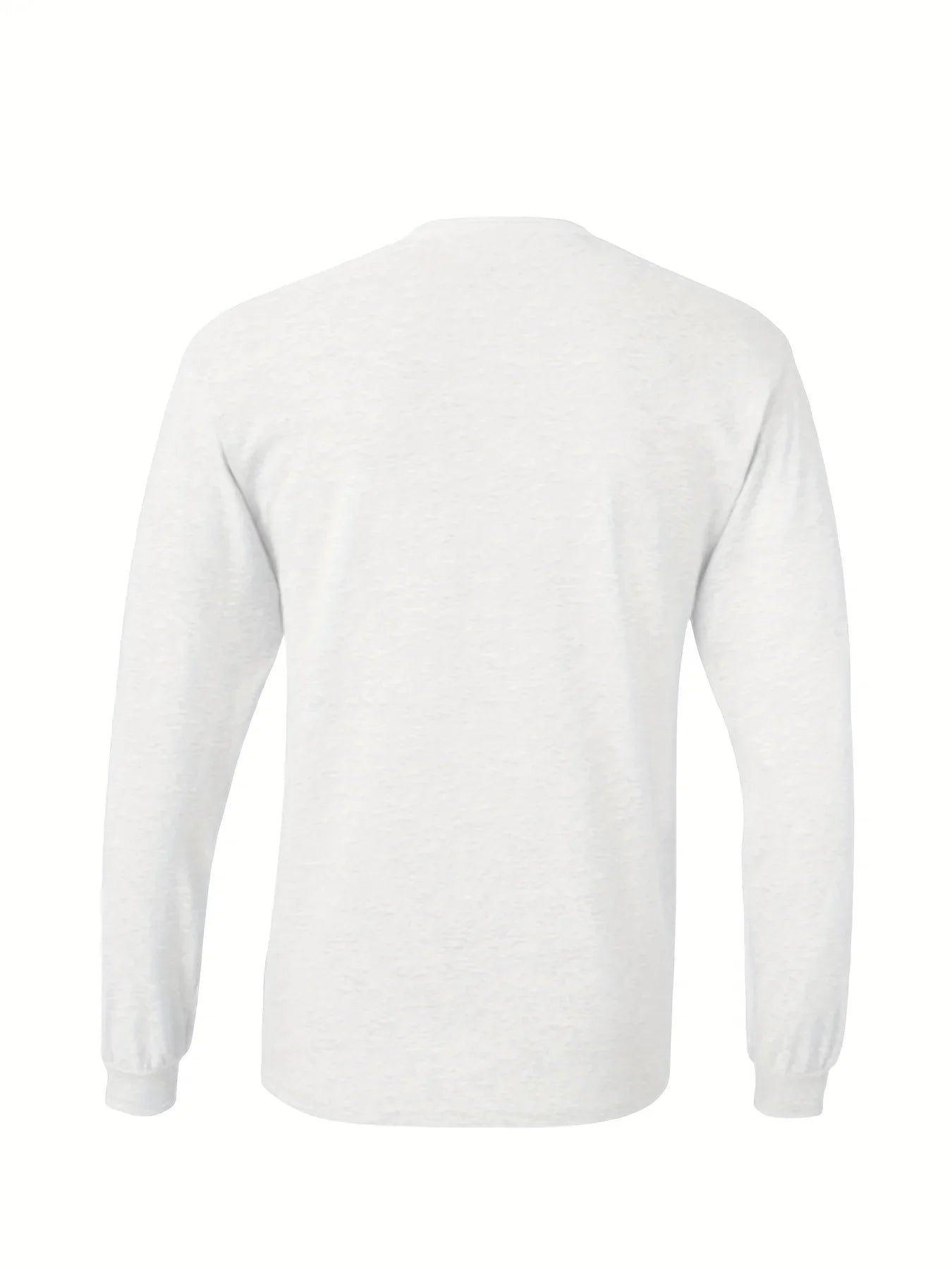 Men's essential long sleeved pure cotton T-shirt, round neck cotton T-shirt,
