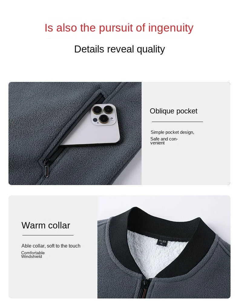 Men Winter Vest Sleeveless Stand Collar Solid Color Fleece Thick Keep Warm Plus Size Neck Protection Winter Waistcoat for Daily