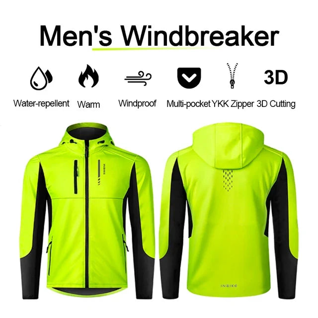Winter Cycling Jackets Man Warm Thermal Windbreaker for Men Hooded MTB Bike Jackets for Riding Windproof Bicycle Clothing
