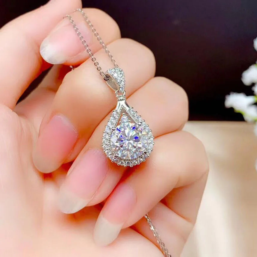 Luxury 925 Sterling Silver Real 5ct Moissanite Pendant Necklace for Women Anniversary Party Diamond Necklaces Fine Jewelry