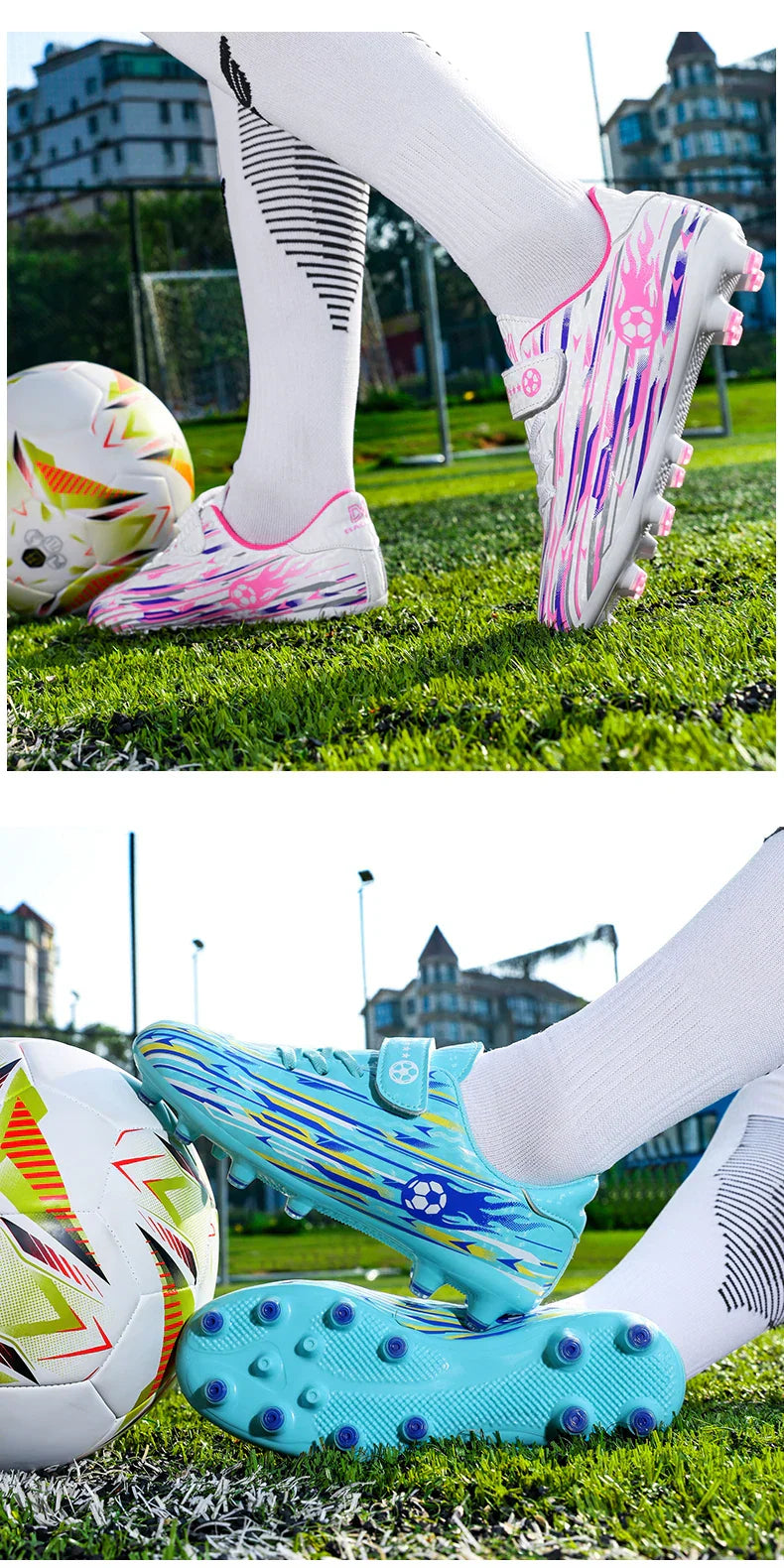 Kids Youth Soccer Shoes Boys Girls Football Cleats TF FG Training Sneakers Non-Slip Grass Artificial Grass Sport Boots