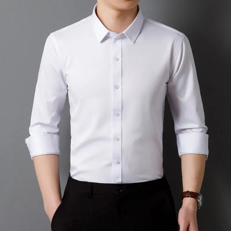 Men's Long Sleeved Shirt Classic Solid Color Soft Comfortable