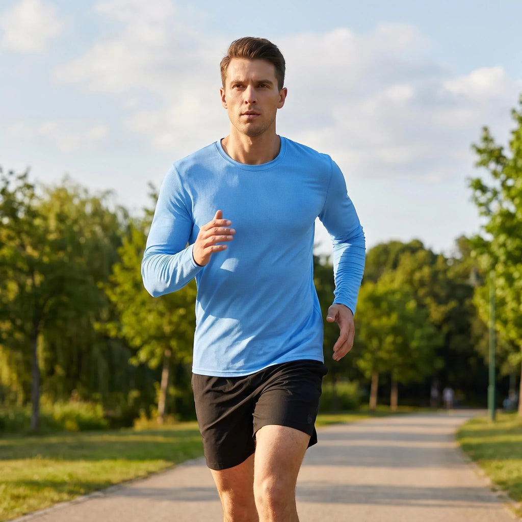 UPF 50+ Men Thin Light Long Sleeve Sun Protection Shirt Quick Dry Moisture Wicking Athletic Tops for Running Fishing Hiking Cycl