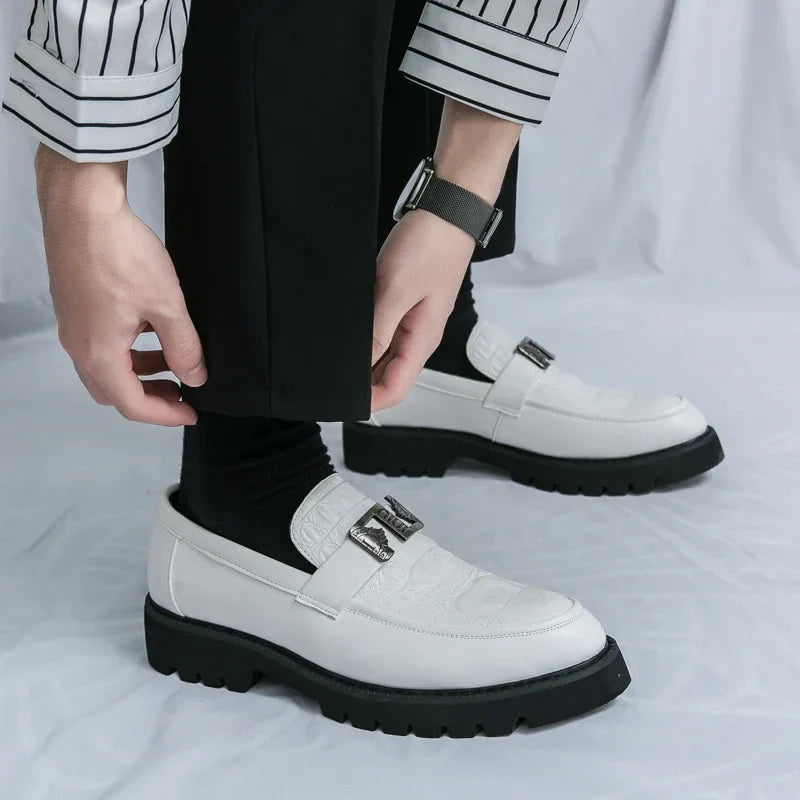 Mens Loafers Party Business Thick Soled Men Leather Shoes Dress Platform Shoes Comfortable Fashion New Casual Shoes for Men