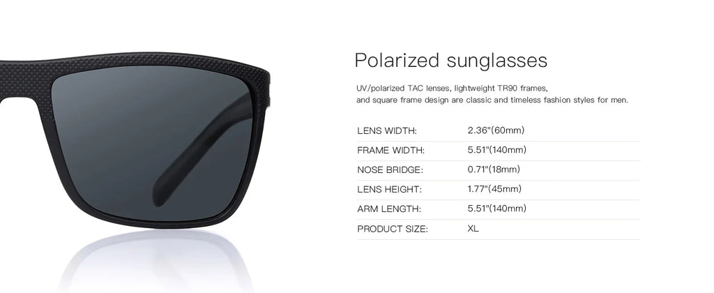 Polarized Sunglasses for Men Lightweight TR90 Frame UV400 Protection Square Sun Glasses