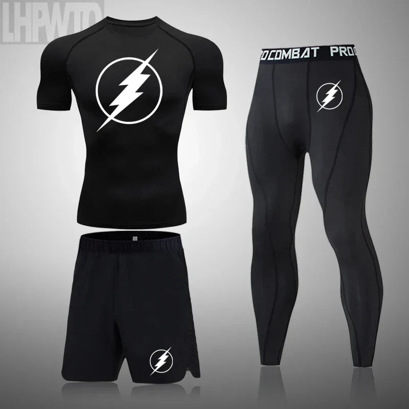 2024 Men's Running Fitness Sportswear Athletic T-Shirt Training Gym Clothes Sports Suits Workout Jogging Rashguard Men's Kit