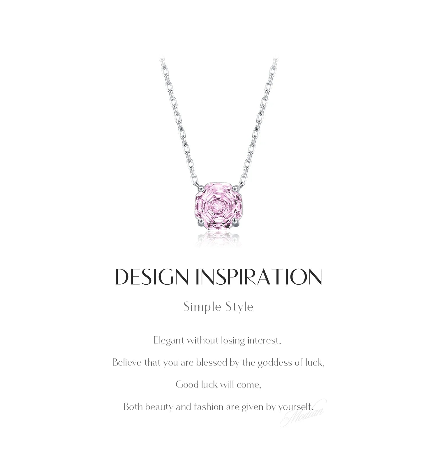 Rose Cut Pink CZ Pendant Necklace 925 Sterling Silver Sweet Delicate Light Pink Necklace For Women Party Fine Jewelry