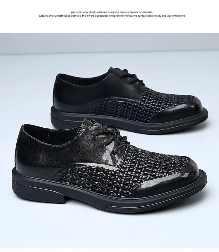 Summer Hallow Breathable Elegant Shoes Man Black Fashion Business Casual Shoe Male Lace Designer Leather Shoes for Men