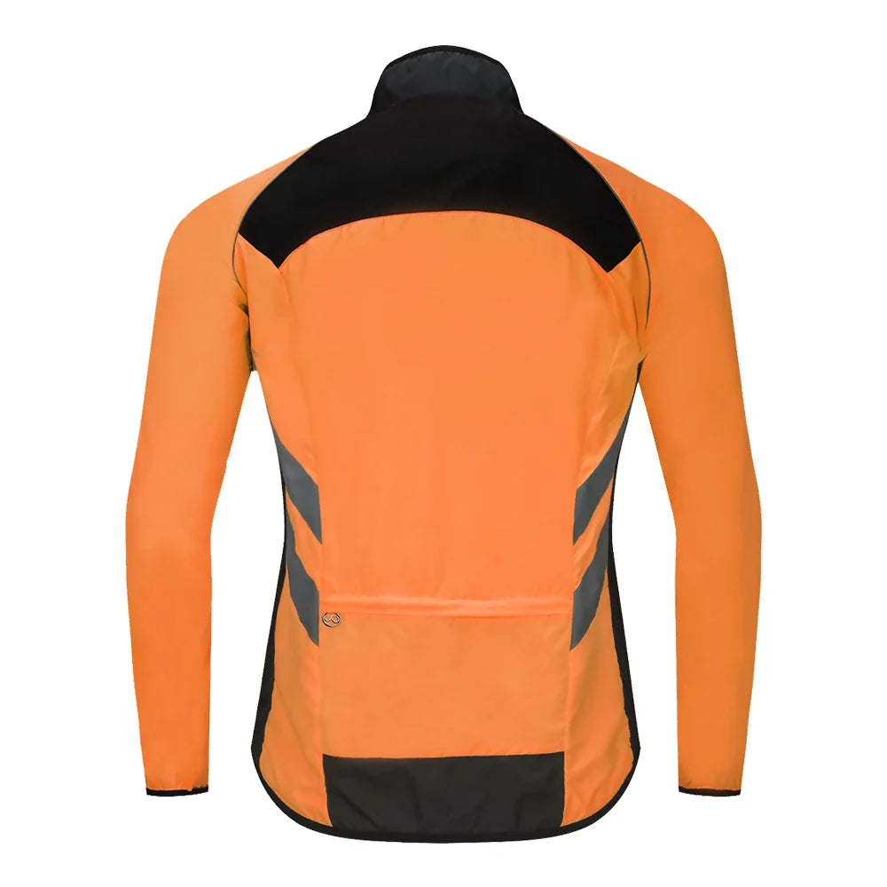 Windproof Cycling Jacket MTB Bike Jersey Outdoor Sport Cycling Windbreaker Rainproof Reflective Bike Clothing Navy Blue