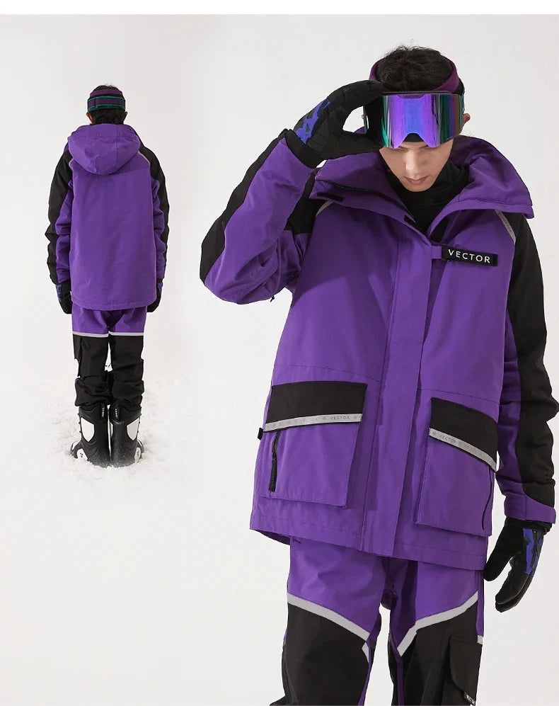 Brand Men Women Ski Jacket Winter Warm Windproof Waterproof Ski Suit Outdoor Sports Snowboard Coat Splicing double plate
