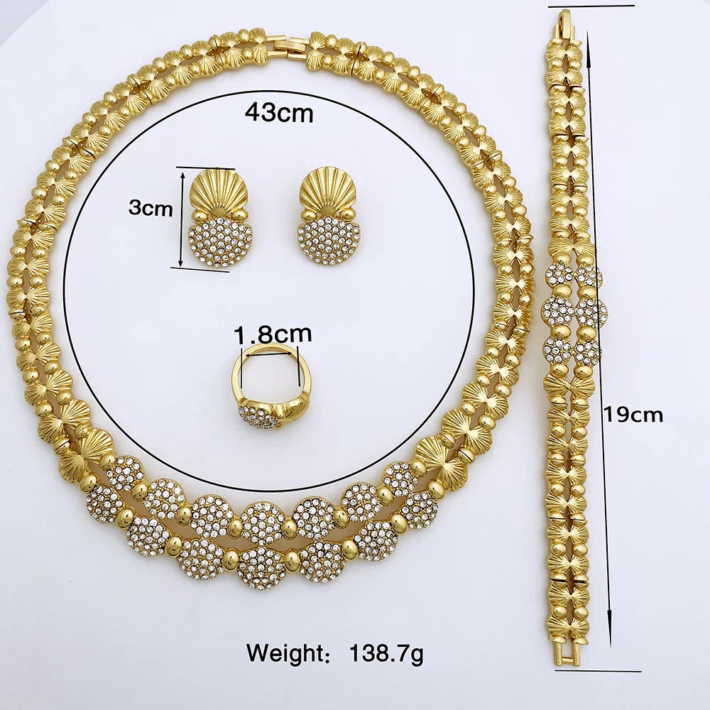 latest Italian Ladies Fine Jewelry Sets Gold Color Women Necklace Earrings African Big Jewelry Wedding Party Gift