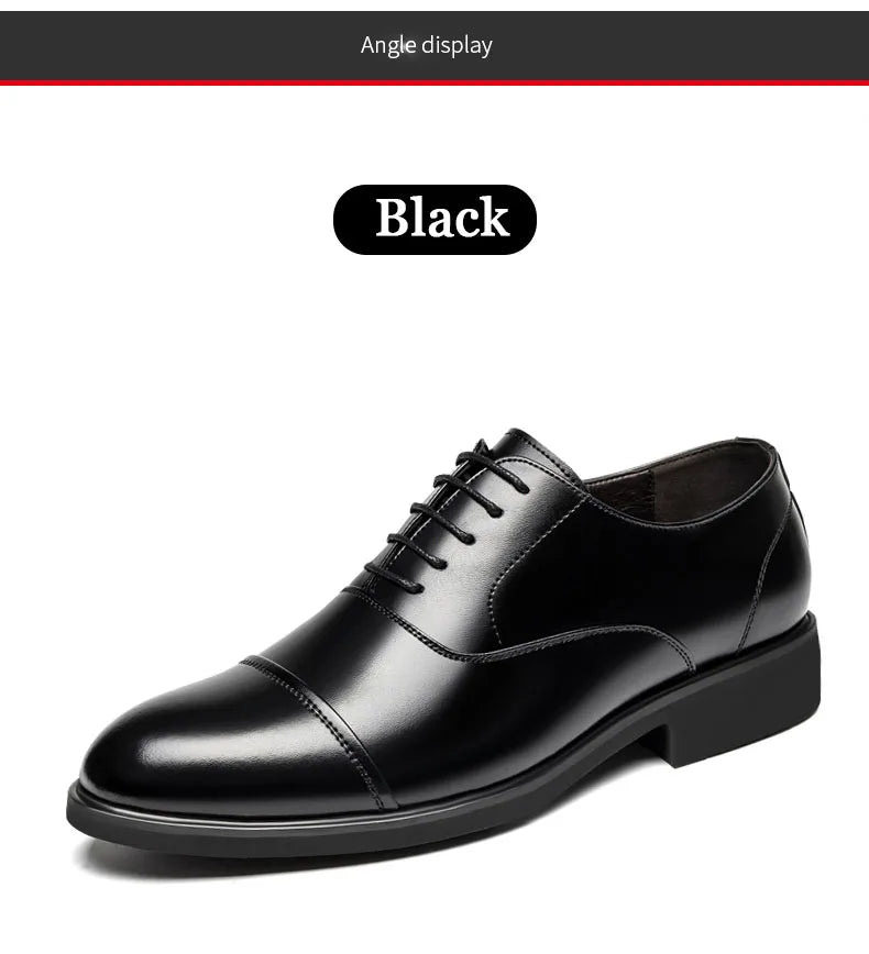 New Men 37-46 Men's Flat / 6CM Heightening Elevator Shoes Business Formal Leather Shoes Man British Casual Wedding Suit Shoes