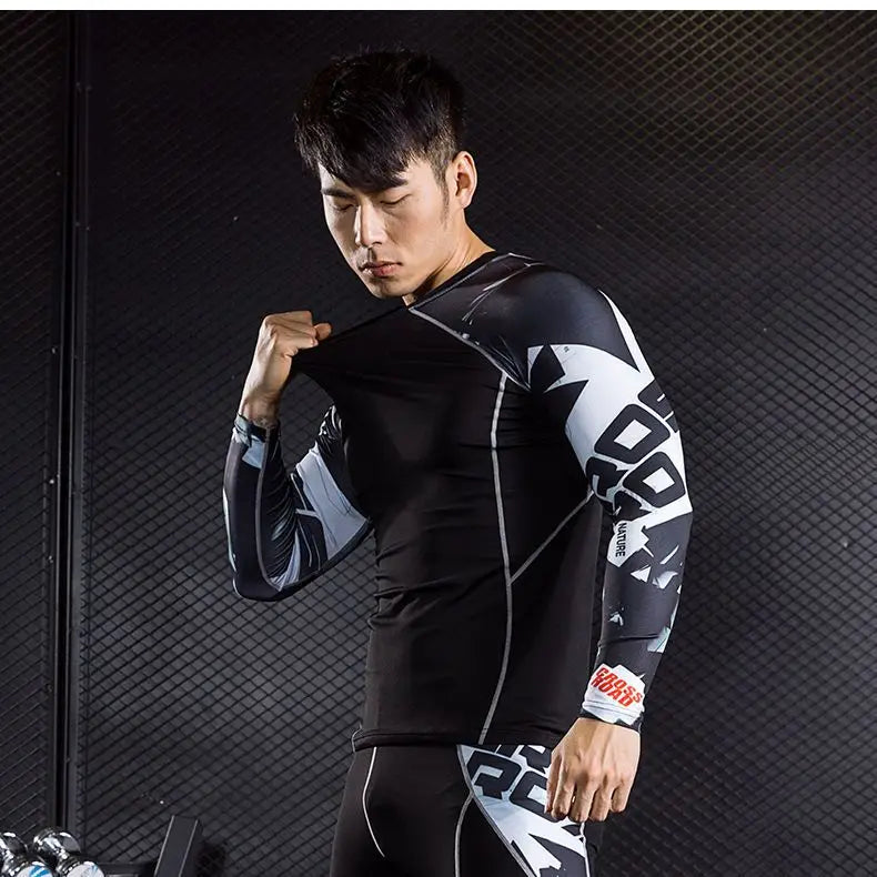Men Long Sleeve Compression Athletic Workout Shirt Water Sports UPF 50+ Rash Guard High Quality Jiu Jitsu Gi BJJ Top