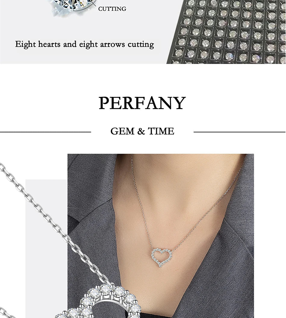 2CT Moissanite Necklace for Women S925 Pure Silver Heart Design Laboratory Diamond Pendant Luxury Jewelry Party Gift