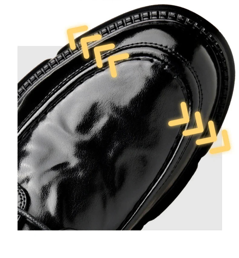 Summer Hallow Cow Leather Shoes for Men Fashion Casual Black New Designer Dress Shoes Male Lace Breathable Platform Shoes Man