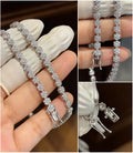 Flower Moissanite Tennis Necklaces Bracelets For Women 925 Sterling Silver Full Diamond Neck Wrist Chain With  Certificate