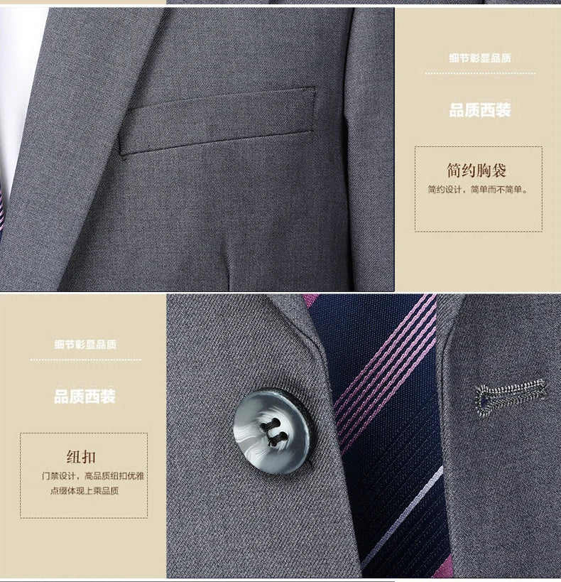 Men's Slim Fit Two-Button Wedding Suit Korean Style Business Formal Two-Piece Set with Trousers High-Quality 2025
