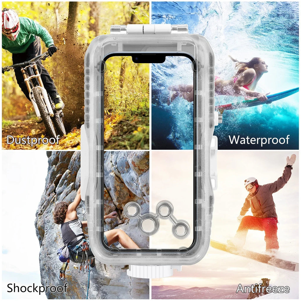 PULUZ 40m/130ft Waterproof Diving Case for iPhone 16 15 14 13 12 11 Pro Max Plus Photo Video Taking Underwater Housing Cover