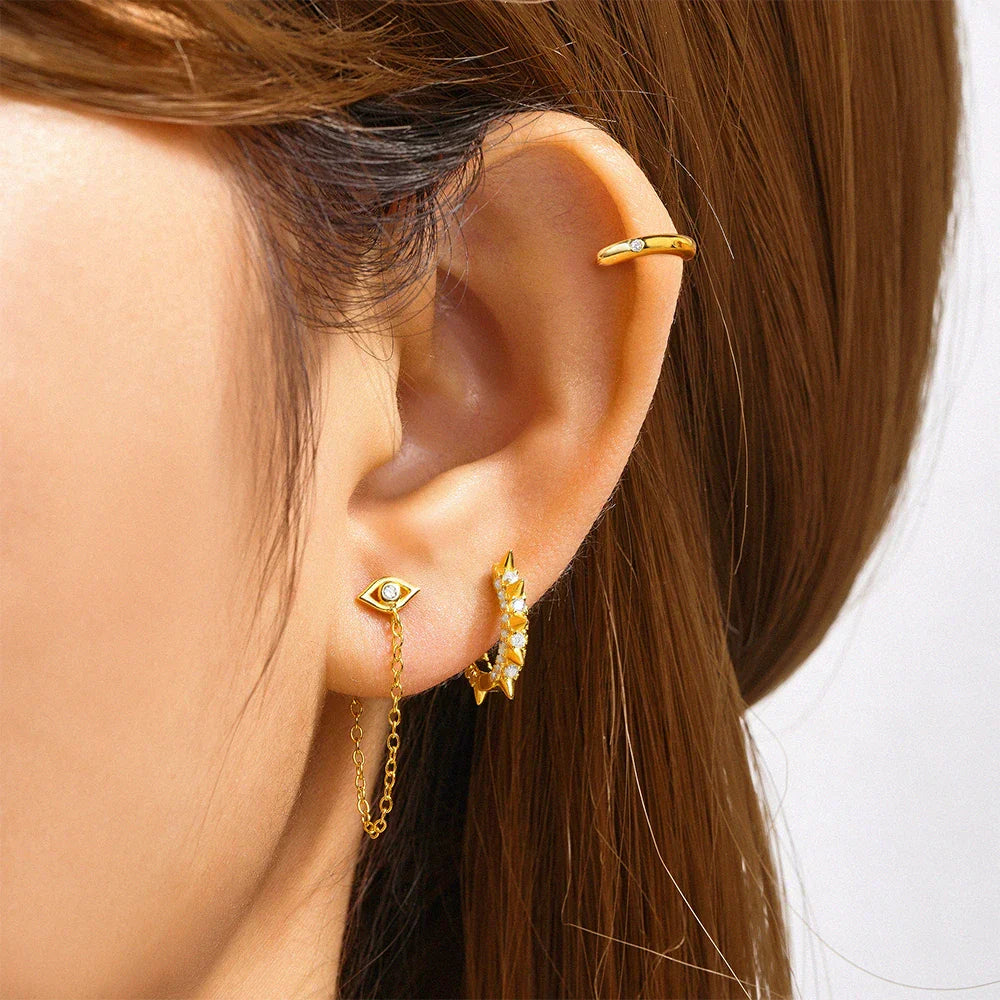 925 Sterling Silver 3PCS DIY Hoop Earring With Piercing Stud Earring Set Women Men Party Wedding Jewelry Set pendientes 925