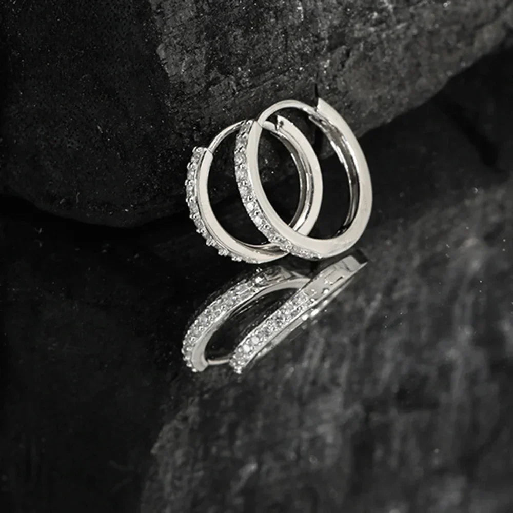 925 Sterling Silver Gold Zircon CZ 5mm 6mm 7mm 8mm To 13mm Huggies Hoops Piercing Pendiente Clips Luxury Fine Jewelry