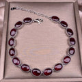 S925 sterling silver bracelet set with 17 natural garnets, simple and elegant women's bracelet jewelry, suitable for daily wear