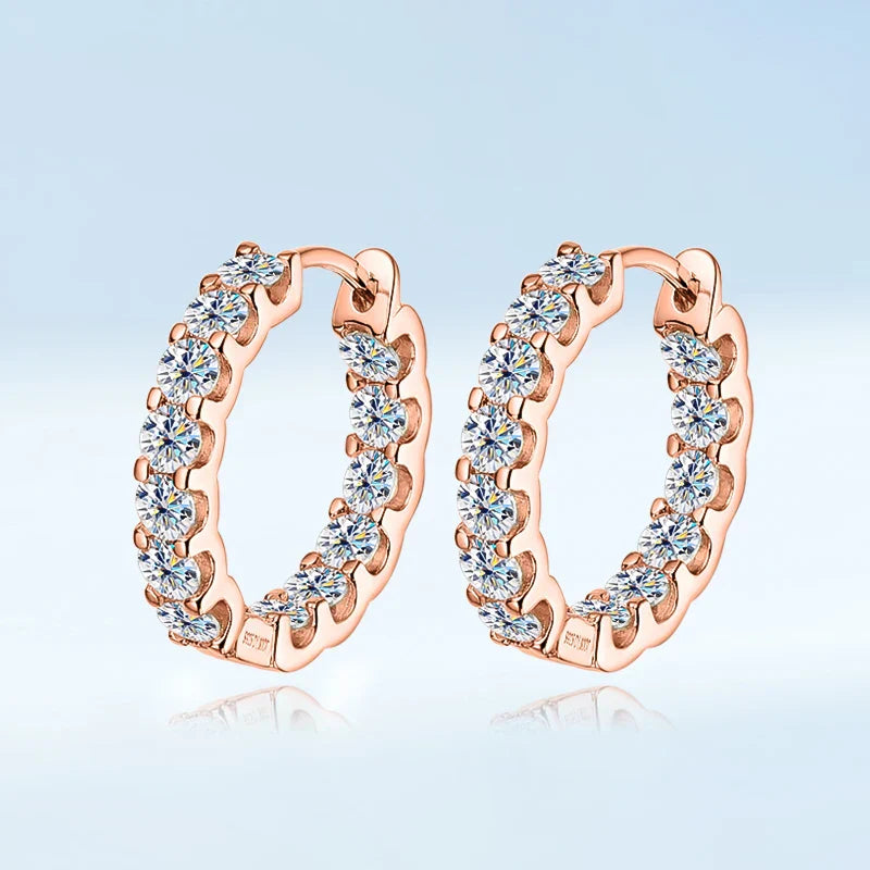Luxury Moissanite Hoop Earrings 2.6 Carat D Color S925 Sterling Silver Earring For Women Party Fine Jewelry Christmas Gift