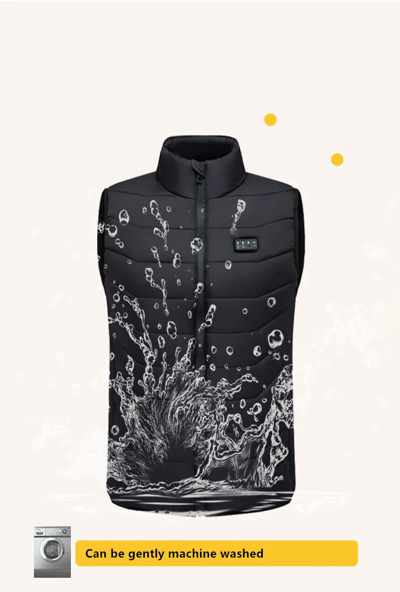 New Loose Casual Stand Up Collar Winter 28 Zone Intelligent Heating Vest Men'S Women'S Warm Electric Clip Coat (No Power Bank)