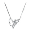 925 Sterling Silver Interlocking Ring Necklace, Dainty Gold Plated Pendant Necklace for Women Valentines Mothers Day Gift