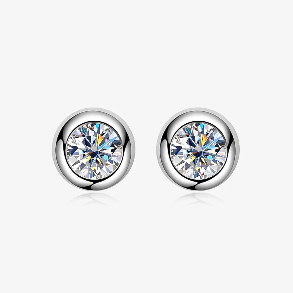 Real 0.3/0.5 Carat Round Moissanite Diamond Stud Earrings for Women S925 Sterling Silver Earring Wedding Party Fine Jewelry