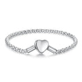 925 Sterling Silver Heart Love 3mm Chain Charm Bracelet for Women, High Quality Bracelet Fit for DIY Beads & Pendant