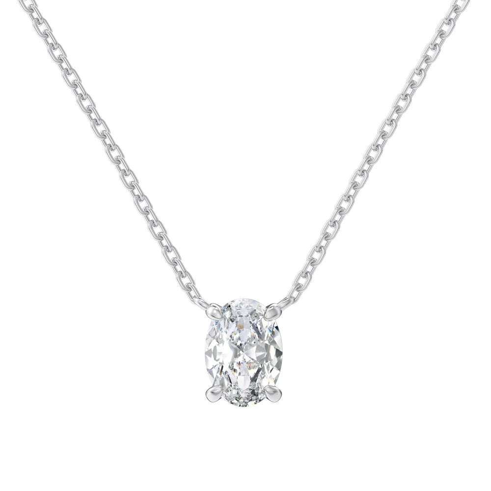 1/2/3carat Solitaire Oval Cut Moissanite Diamond Pendant for Women 18kYellow/Rose Gold Plated S925 Silver Minimalist Neck Chain