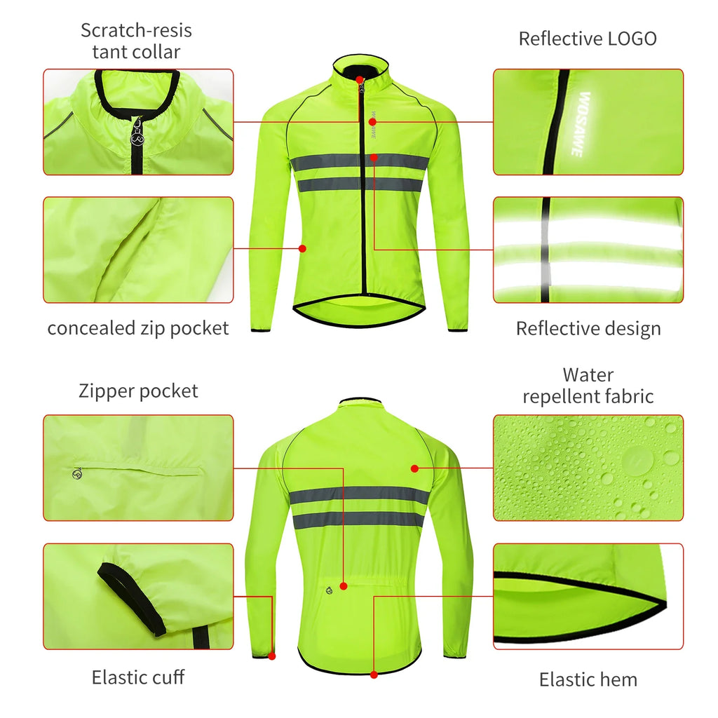 Men Cycling Windbreaker MTB Bicycle Long Sleeve Coat Water Resistant Outdoor Sport Jersey Bike Jacket Cycling Clothing
