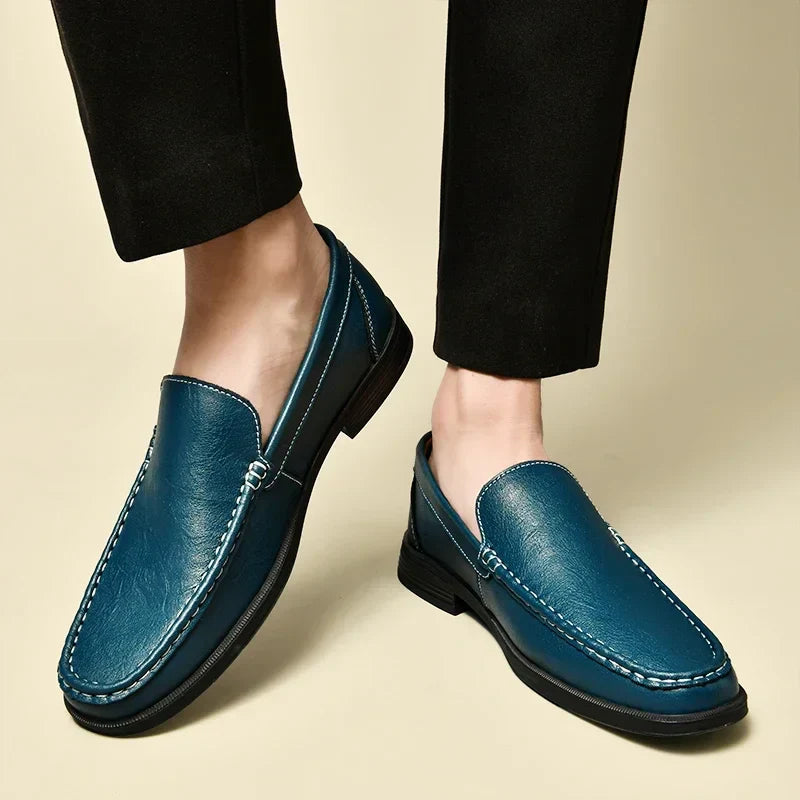 Leather Men Footwear Slip on Office Man Formal Shoes Wedding Party Men Dress Shoes Breath Driving Lazy Loafers Moccasins